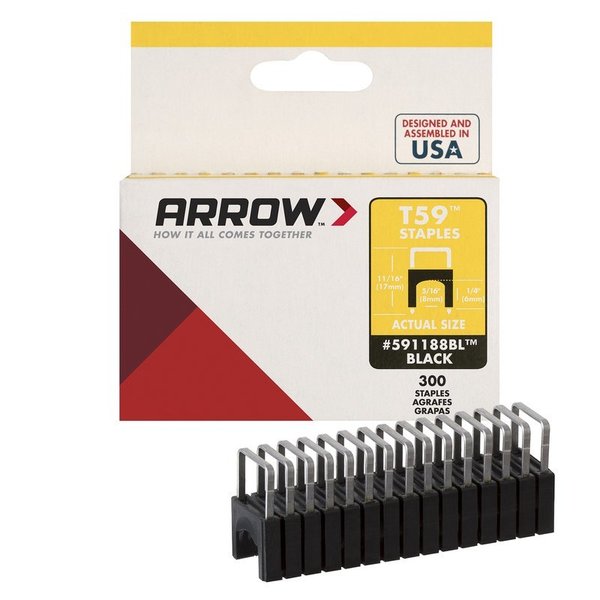 Arrow Fastener Staples, Stainless Steel, 300 PK 591188BLSS